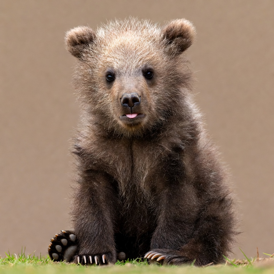Young bear sitting on grass Young bear sitting on grass