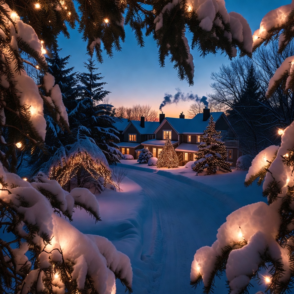 Winter evening at a holiday house Winter evening at a holiday house