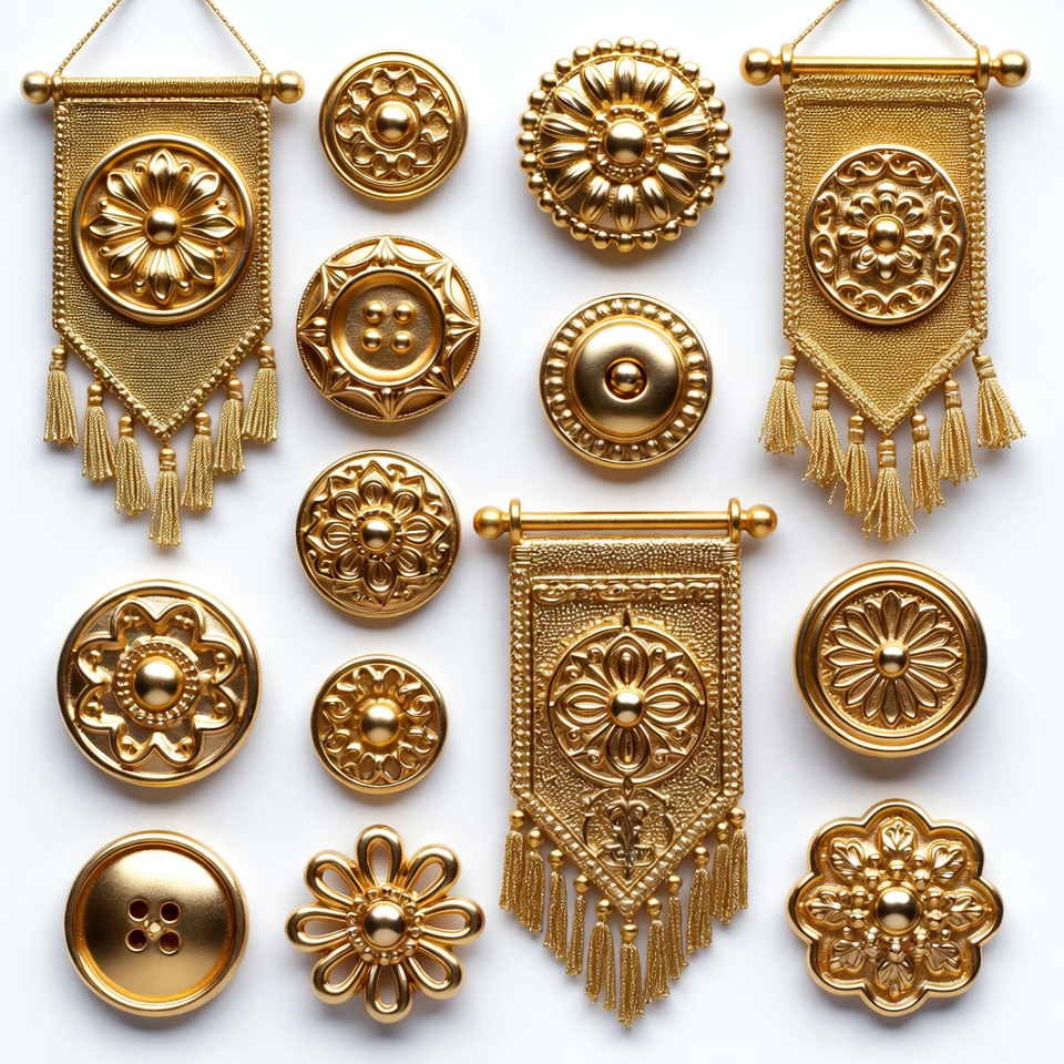 Decorative golden shapes and buttons Decorative golden shapes and buttons
