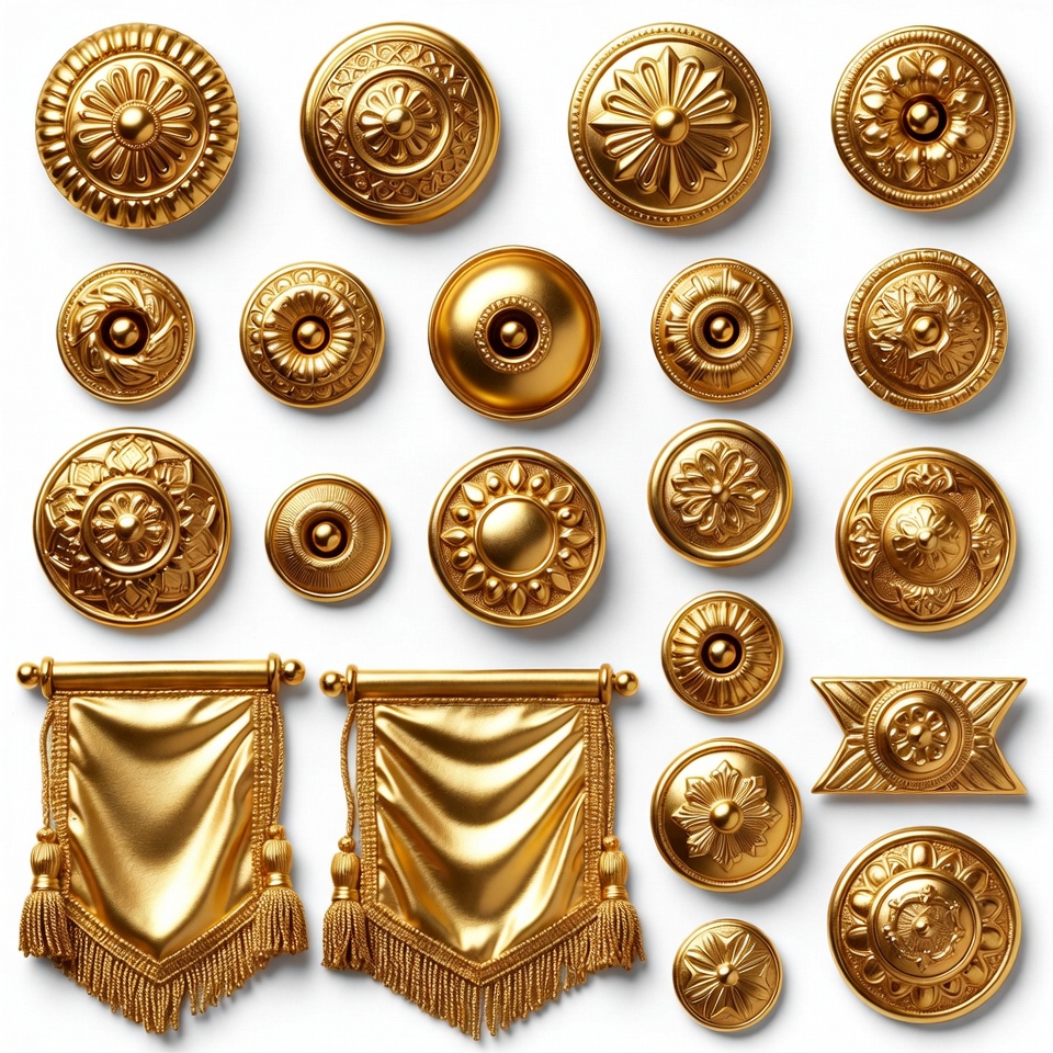 Decorative gold buttons and embellishments Decorative gold buttons and embellishments