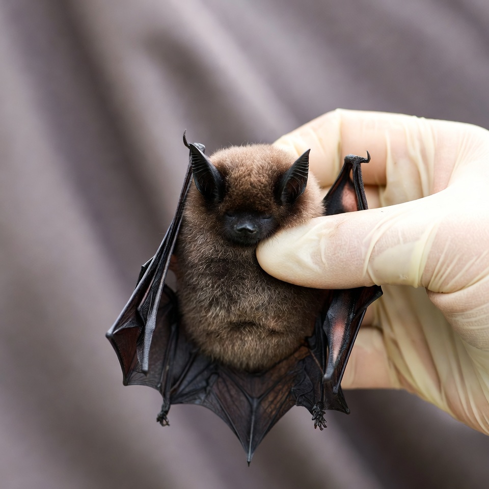 Bat being held in hand Bat being held in hand