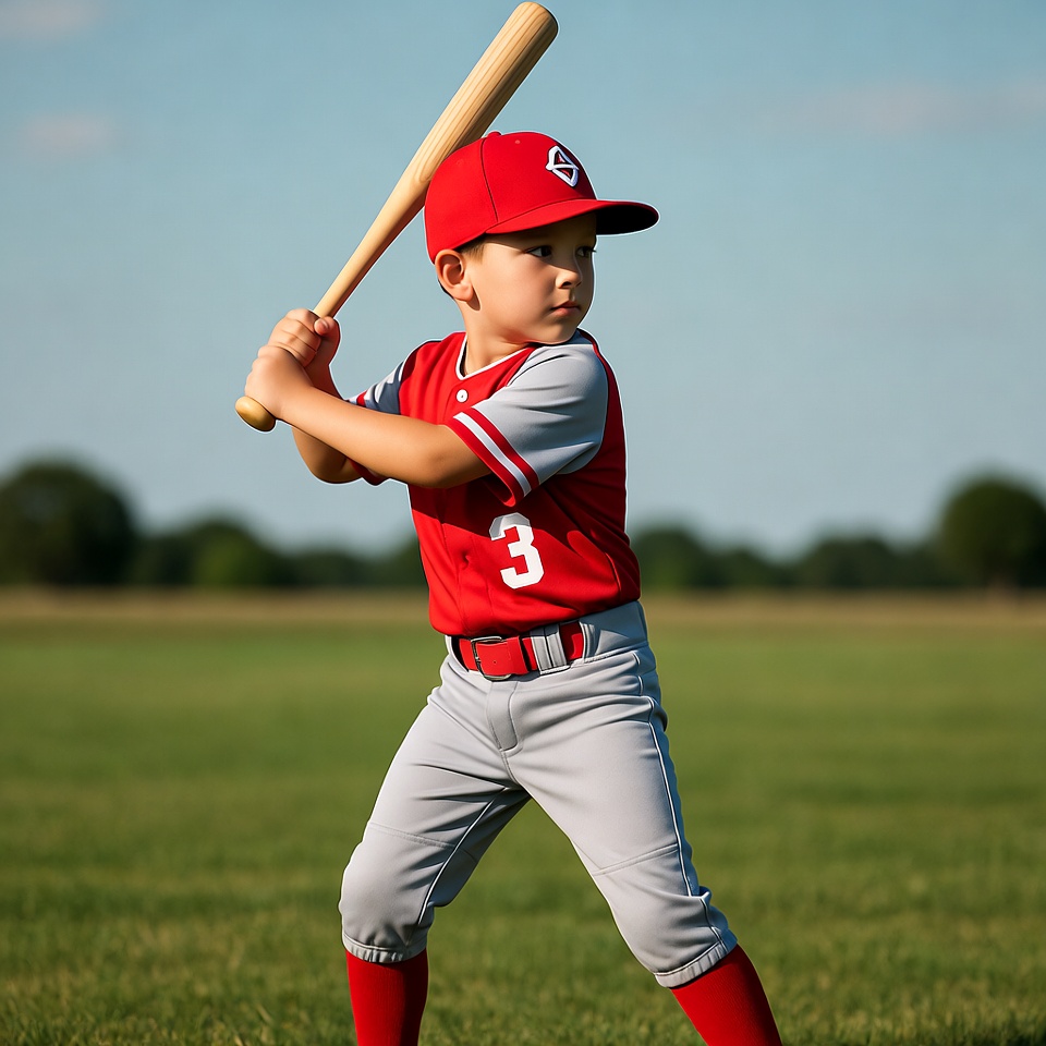Young boy ready to bat in baseball field Young boy ready to bat in baseball field
