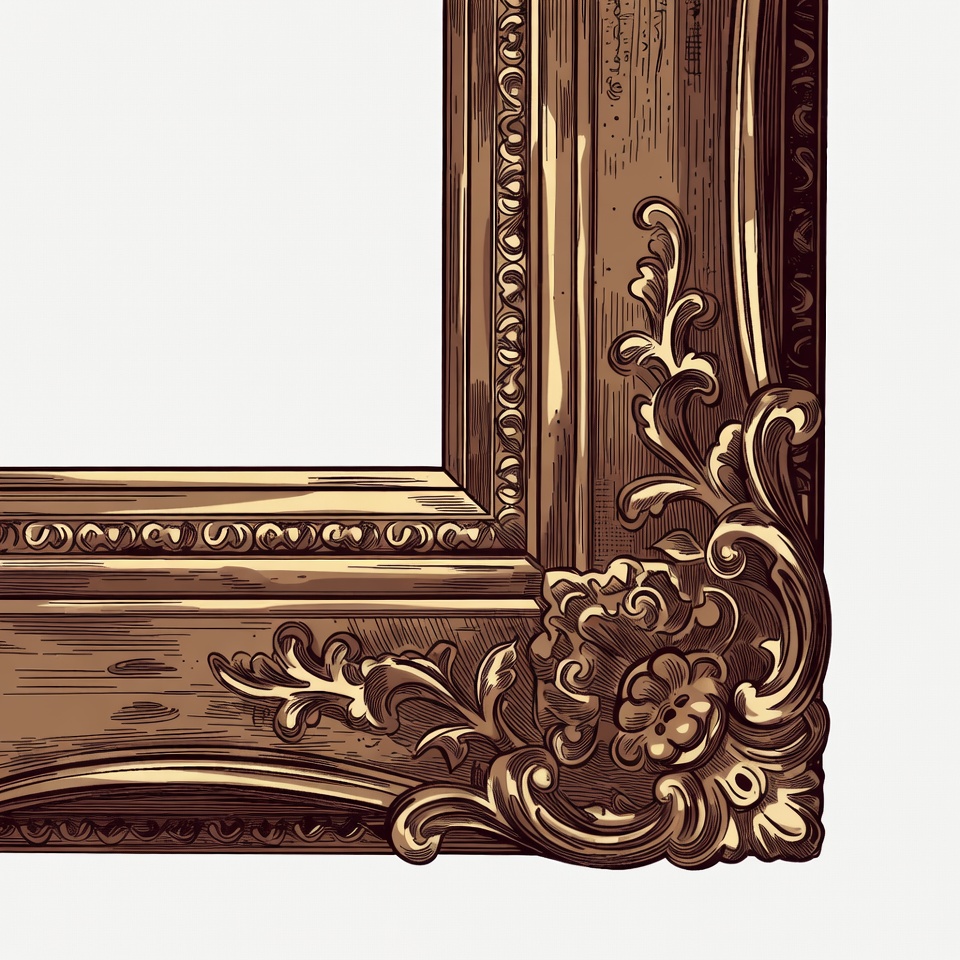 Wooden frame with ornate design details Wooden frame with ornate design details