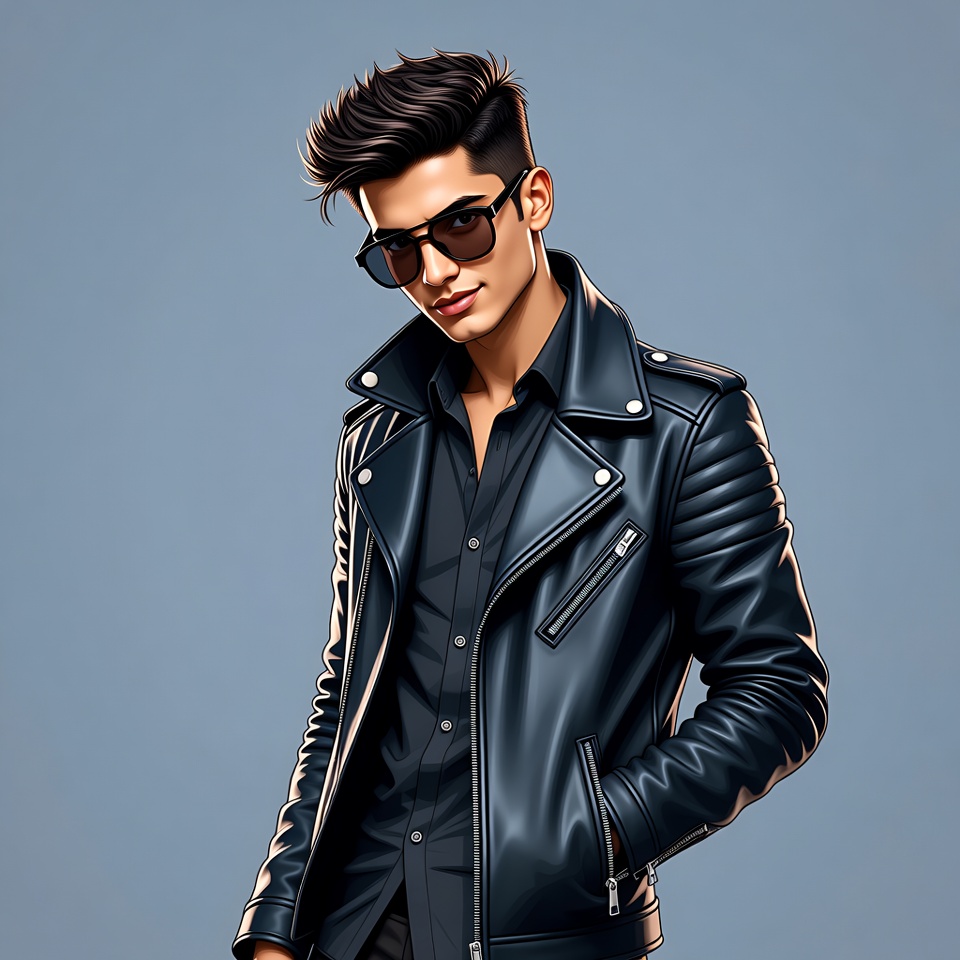 Young man in a leather jacket Young man in a leather jacket