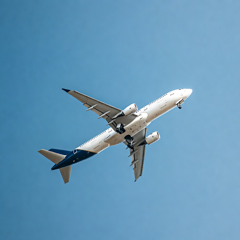 Airplane flying in blue sky Airplane flying in blue sky