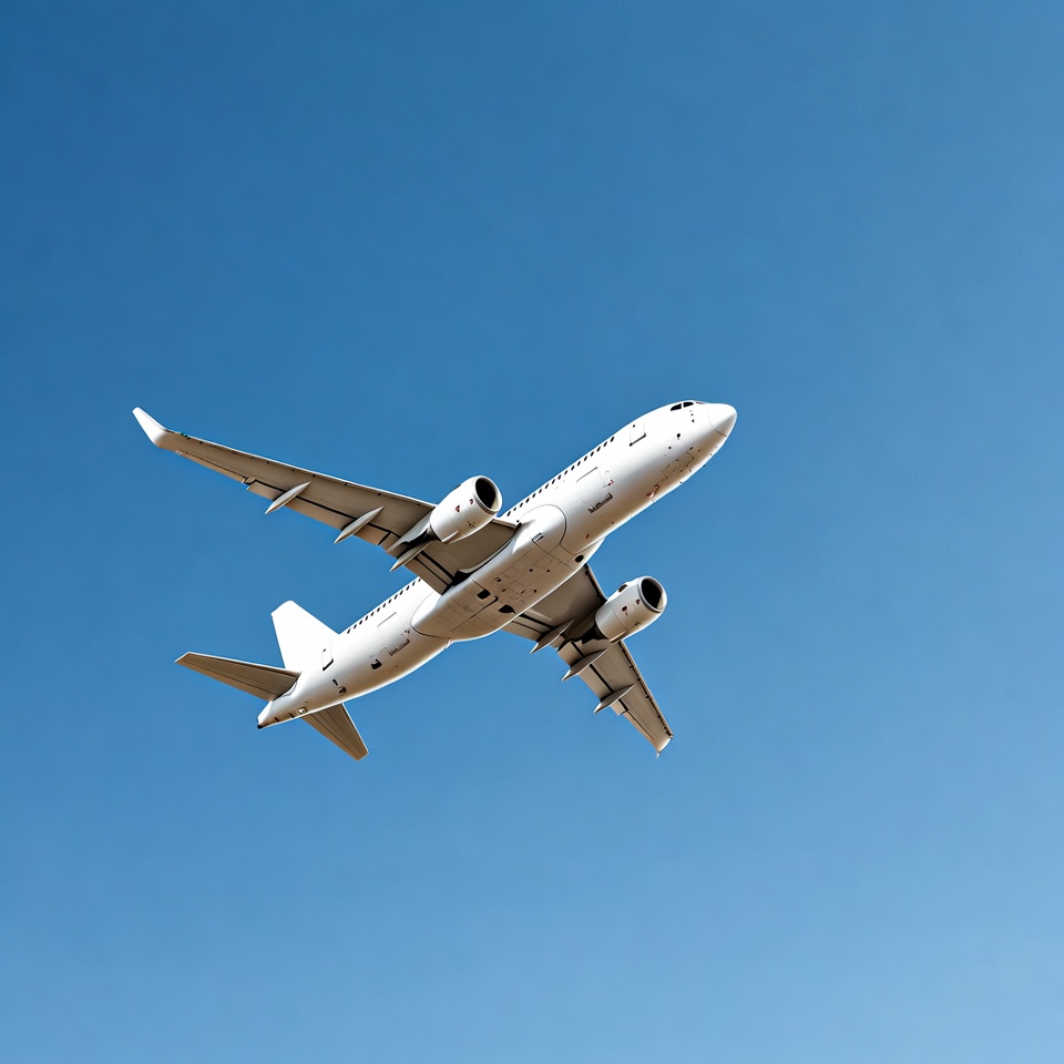 Airplane flying in clear sky above Airplane flying in clear sky above