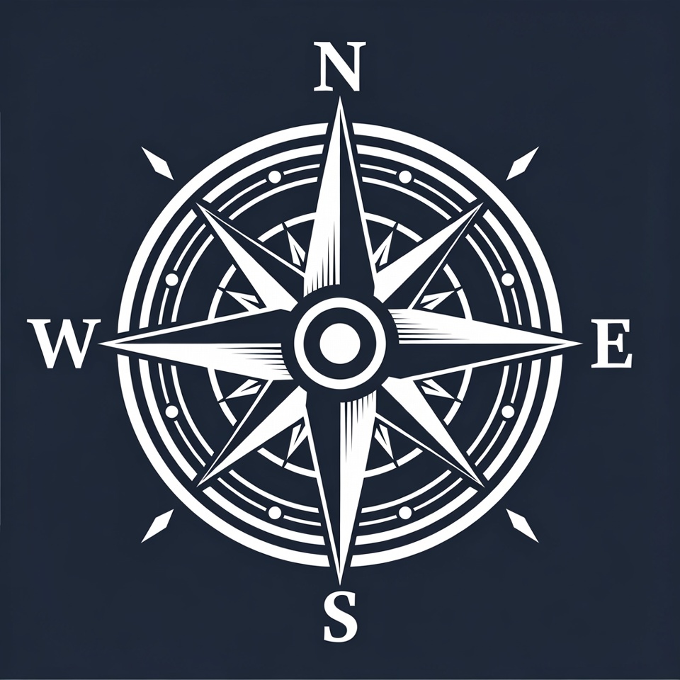 Compass design with cardinal directions displayed Compass design with cardinal directions displayed