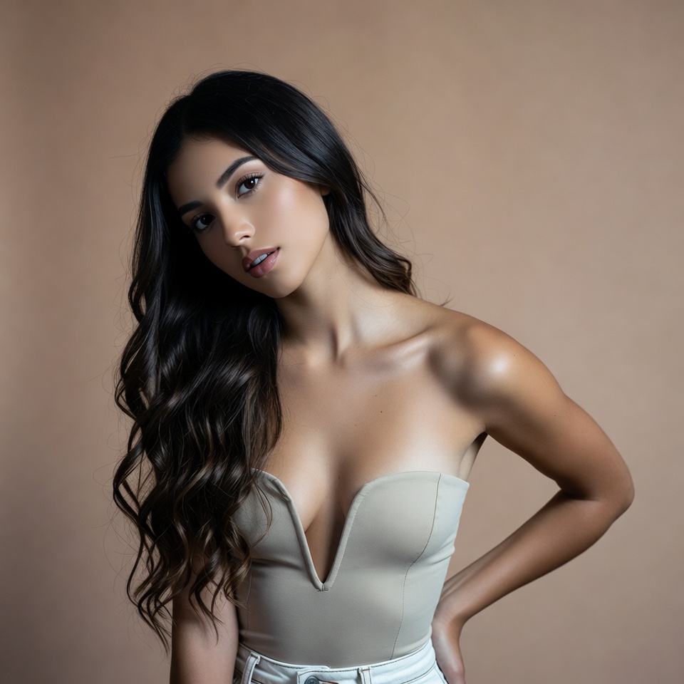 Model poses against simple background Model poses against simple background