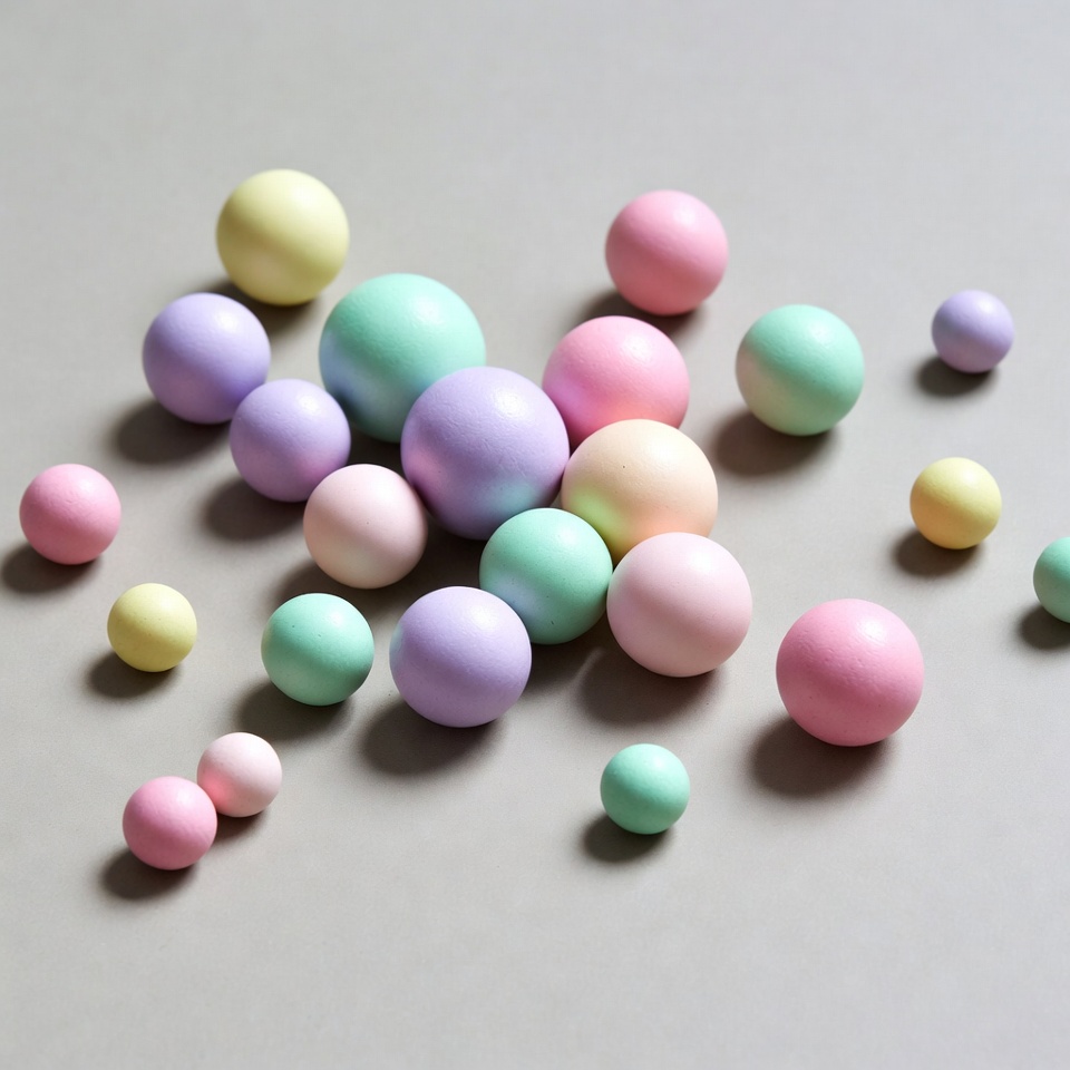 Colorful spheres on a flat surface Colorful spheres on a flat surface