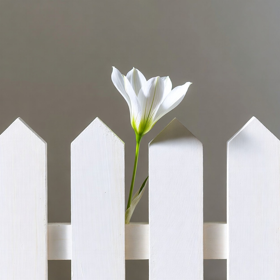 White flower blooms above fence White flower blooms above fence