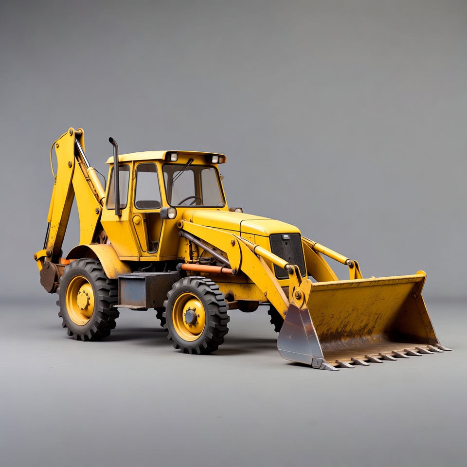 Yellow tractor working on site Yellow tractor working on site