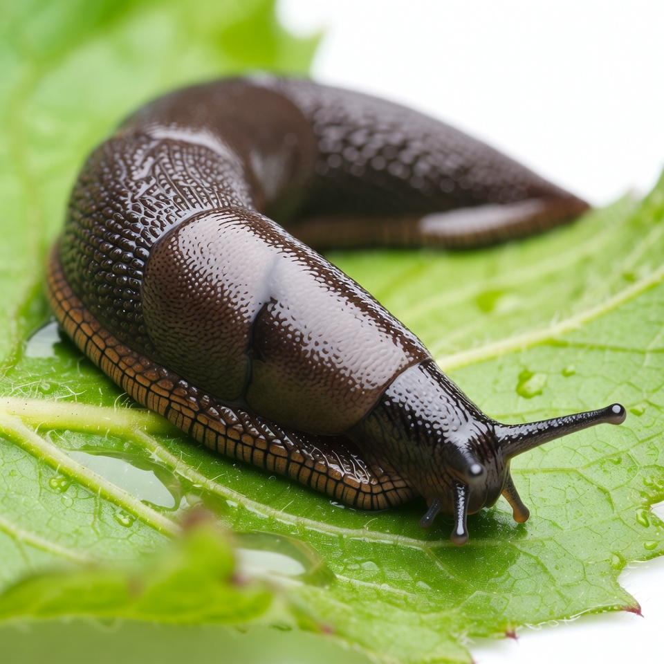Snail on a green leaf Snail on a green leaf