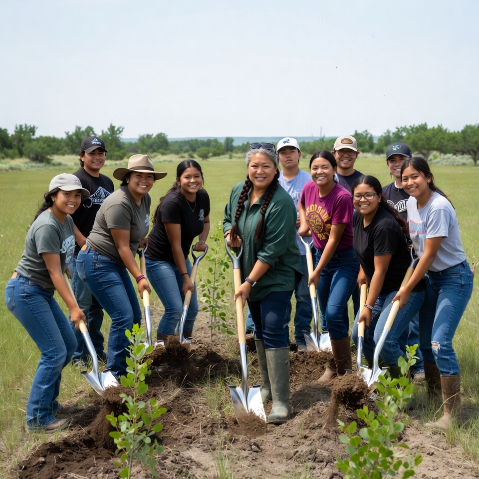 Group plants trees in community effort Group plants trees in community effort