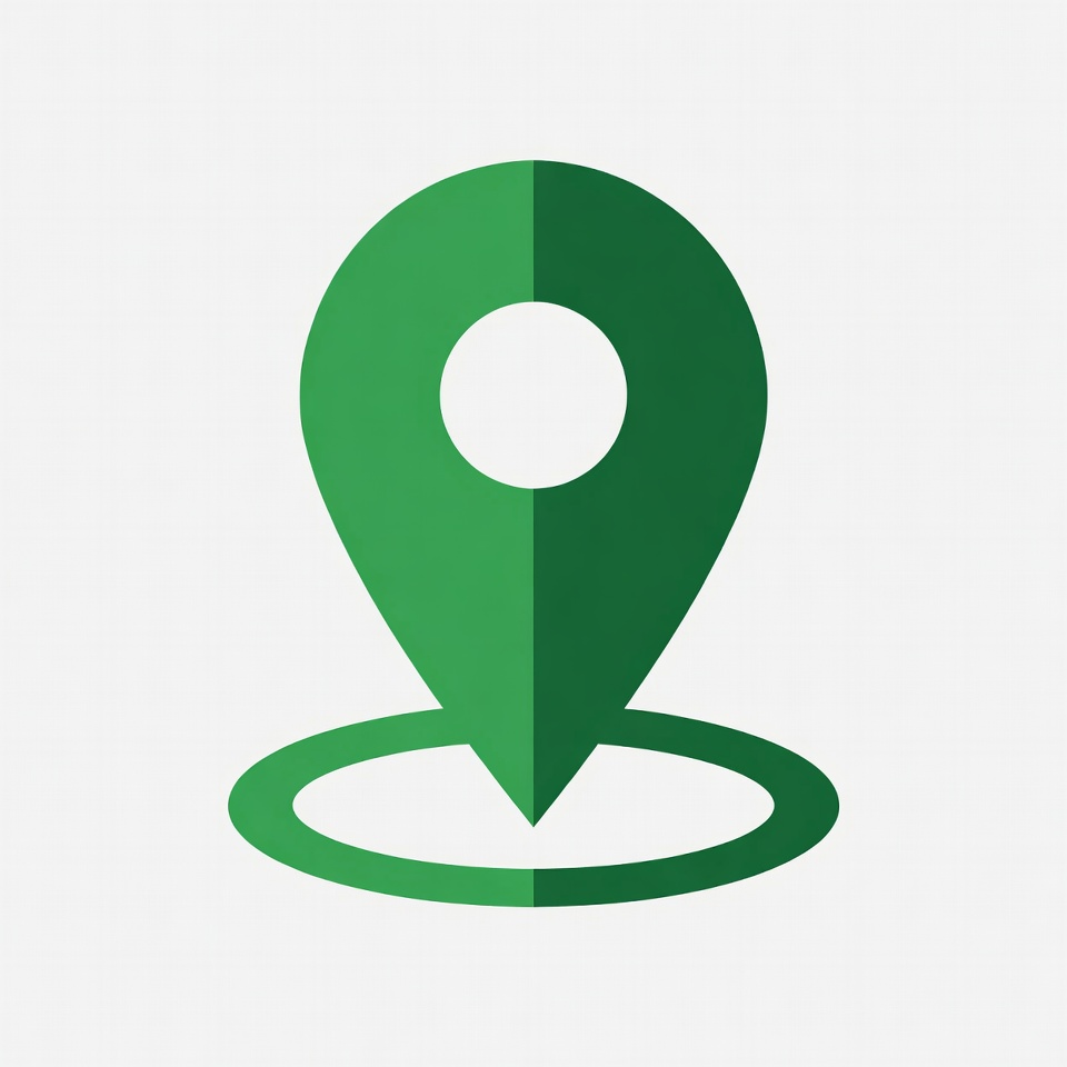 Green location pin symbol on white background Green location pin symbol on white background