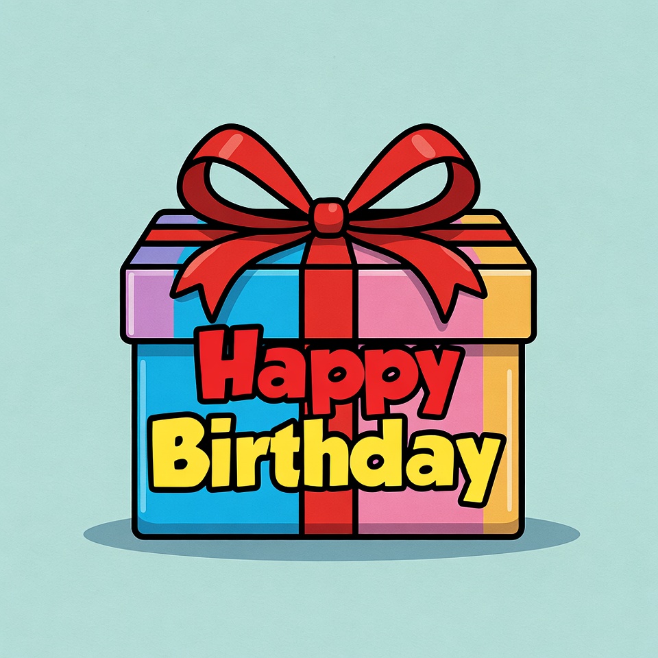 Colorful birthday gift box with ribbon Colorful birthday gift box with ribbon