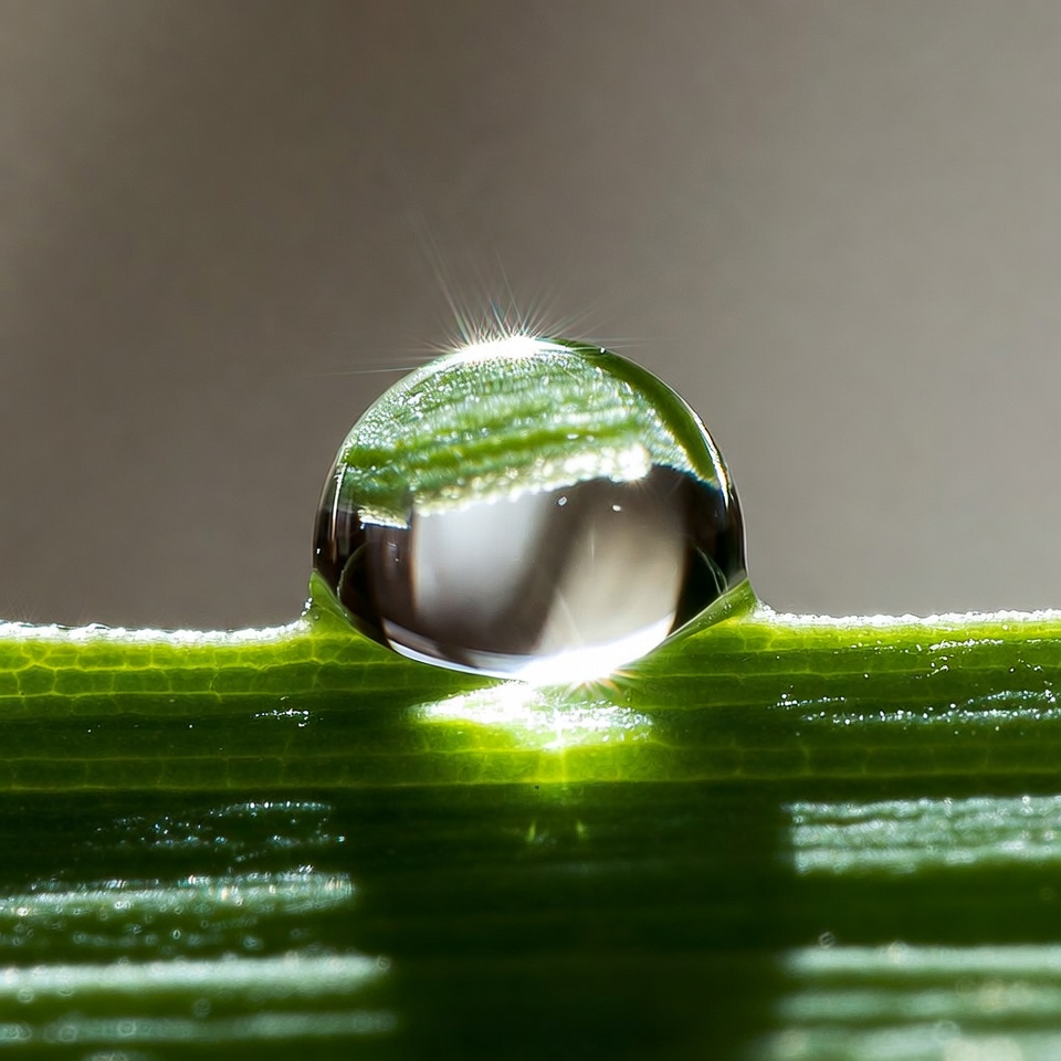 Close-up of a water droplet on grass Close-up of a water droplet on grass
