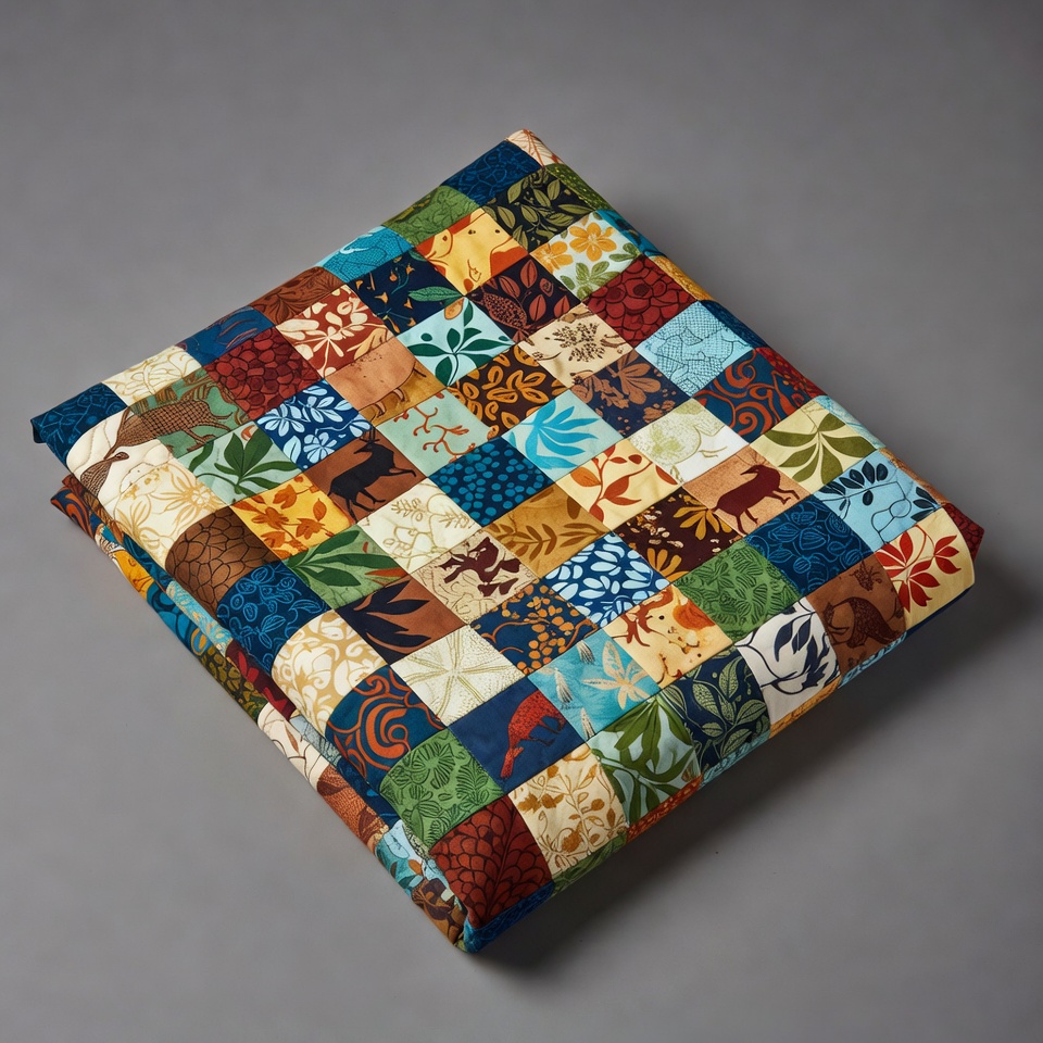 Colorful quilt pattern displayed flat Colorful quilt pattern displayed flat