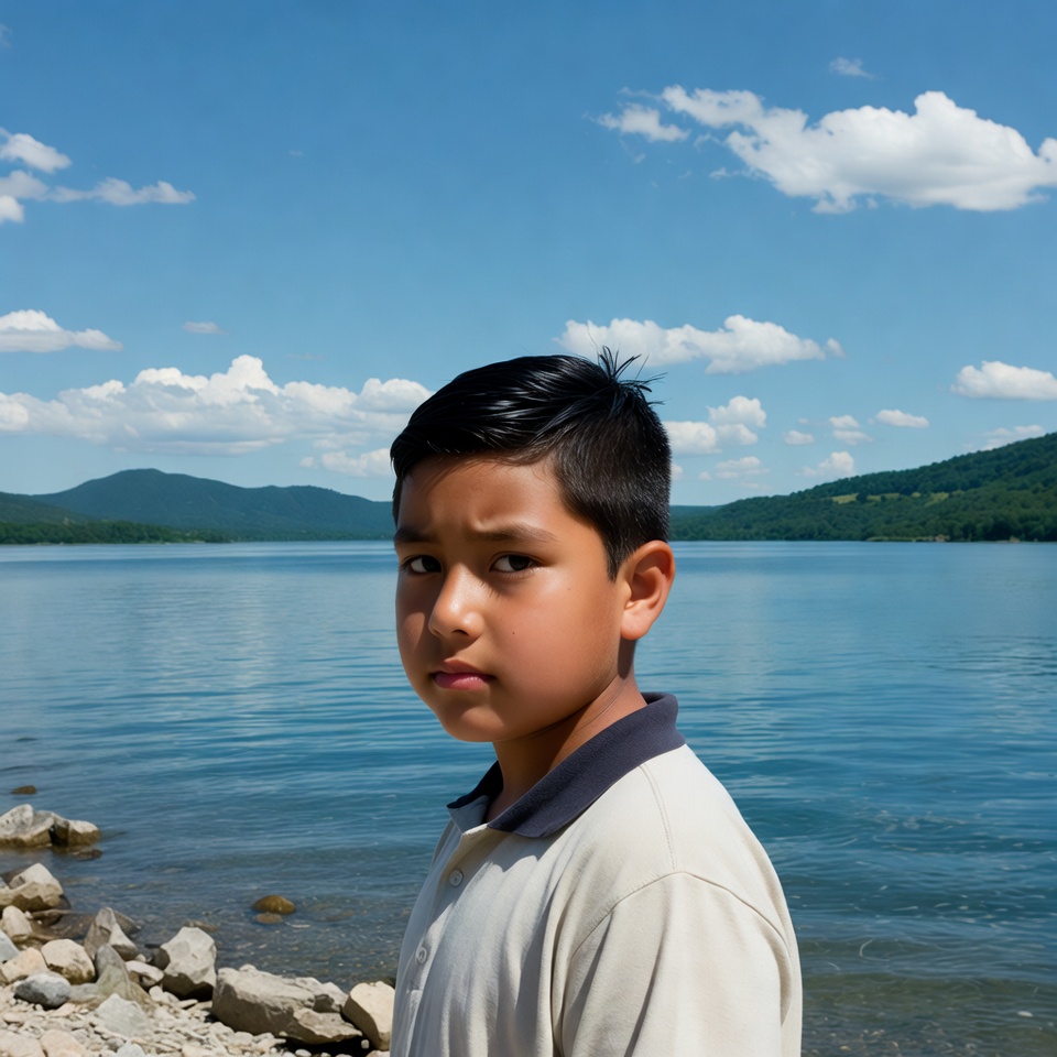 Boy by the lake shore Boy by the lake shore