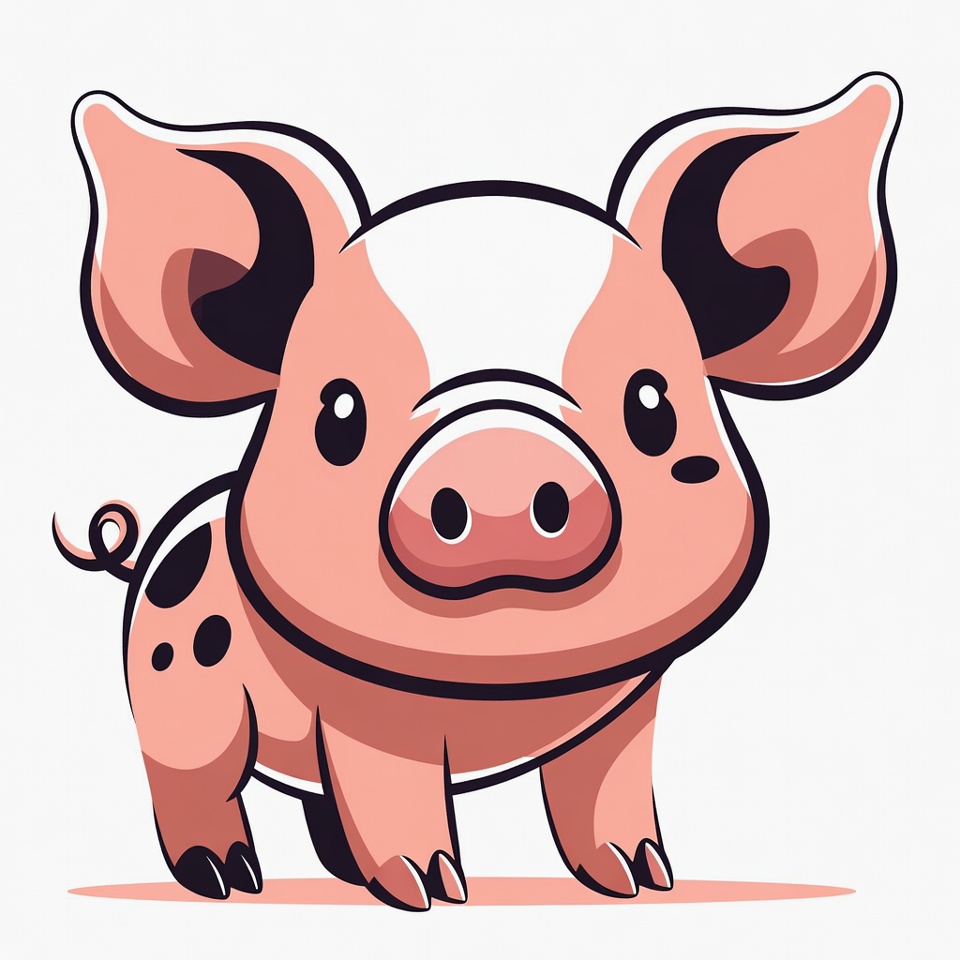 Cute cartoon pig stands and poses Cute cartoon pig stands and poses