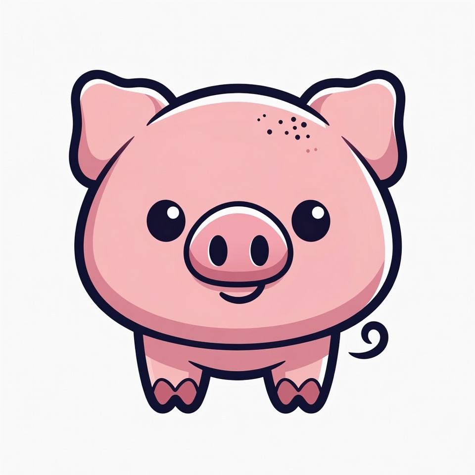 Cute pig character with simple design Cute pig character with simple design