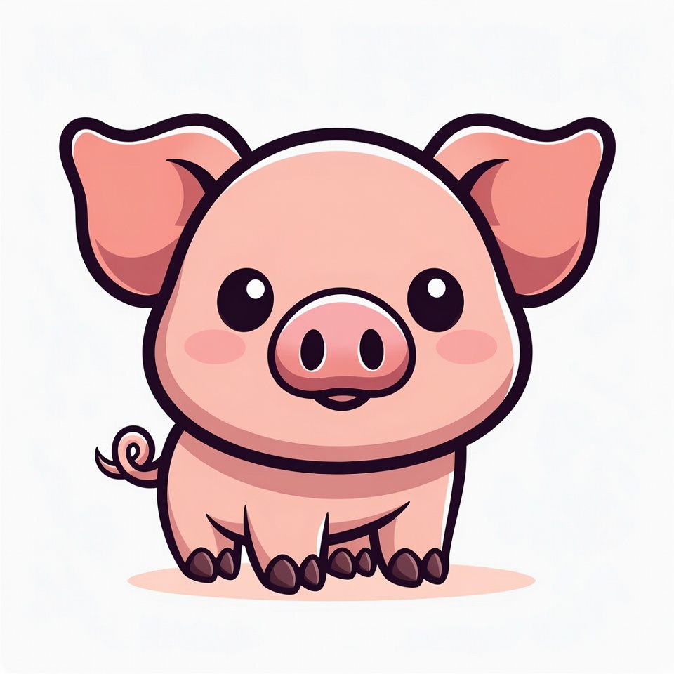 Cute cartoon pig standing and smiling Cute cartoon pig standing and smiling