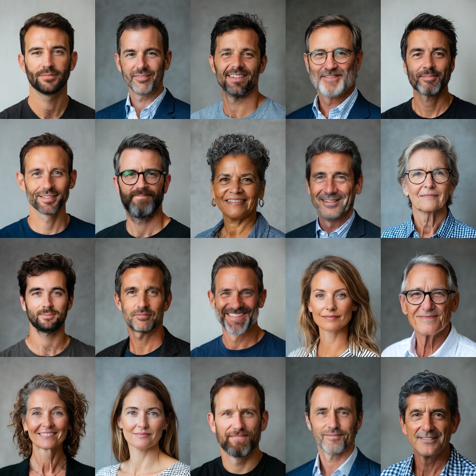 Diverse group of people in close-up portraits Diverse group of people in close-up portraits