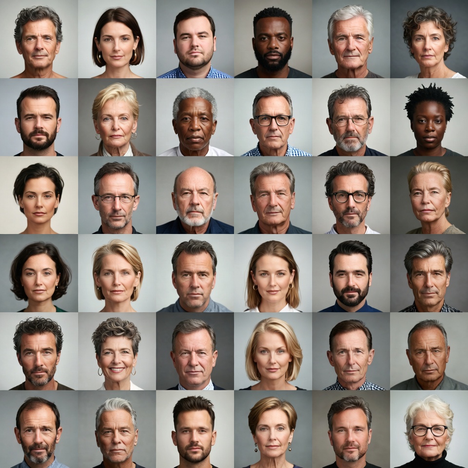 Portraits of diverse individuals in studio Portraits of diverse individuals in studio