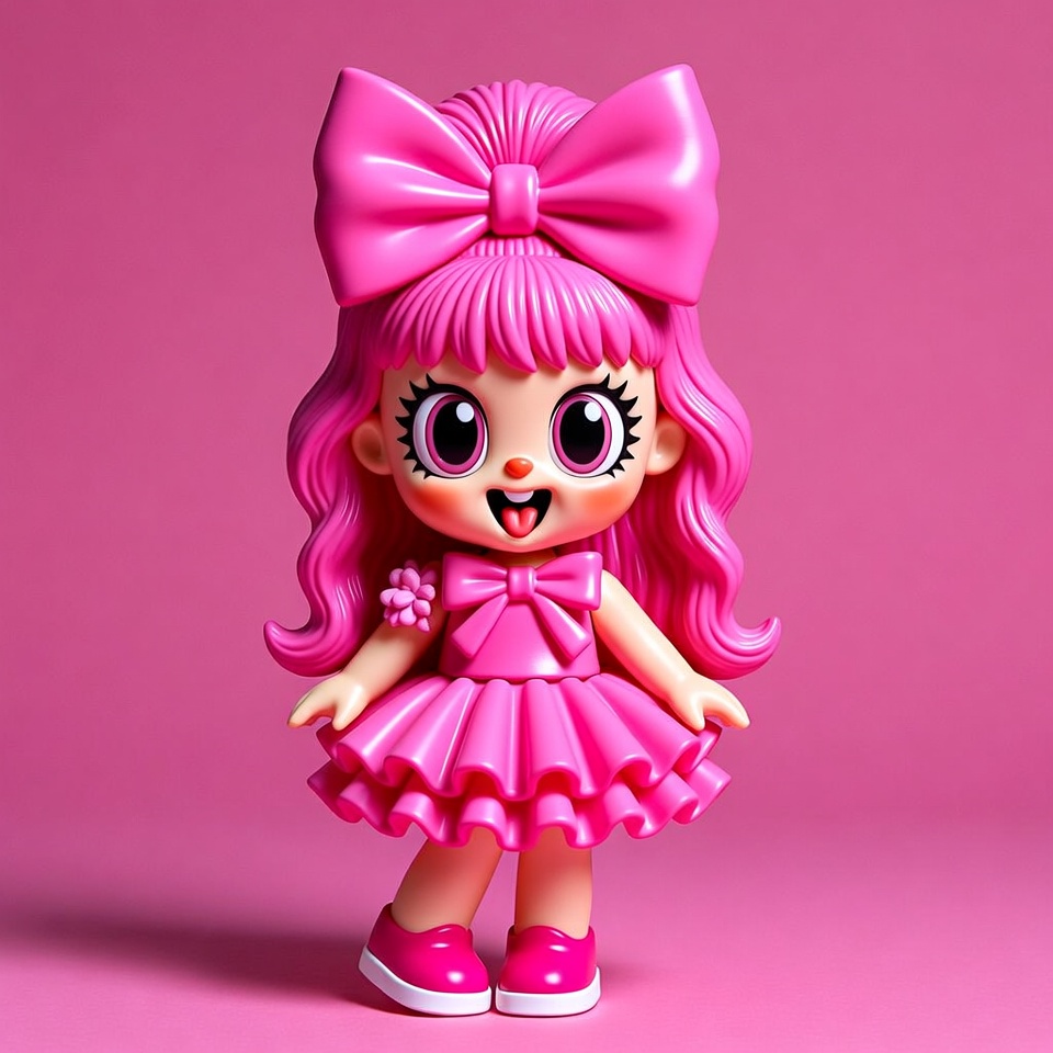 Cute pink doll with big bow Cute pink doll with big bow