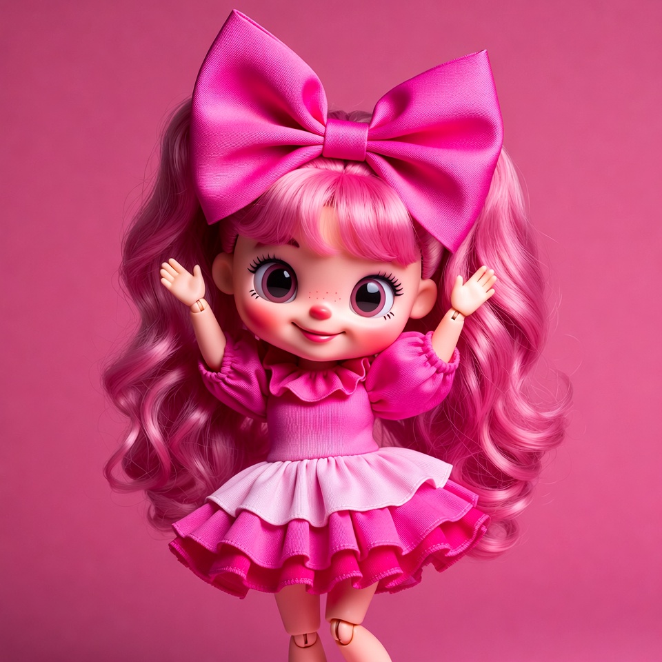 Colorful doll with pink hair and outfit Colorful doll with pink hair and outfit