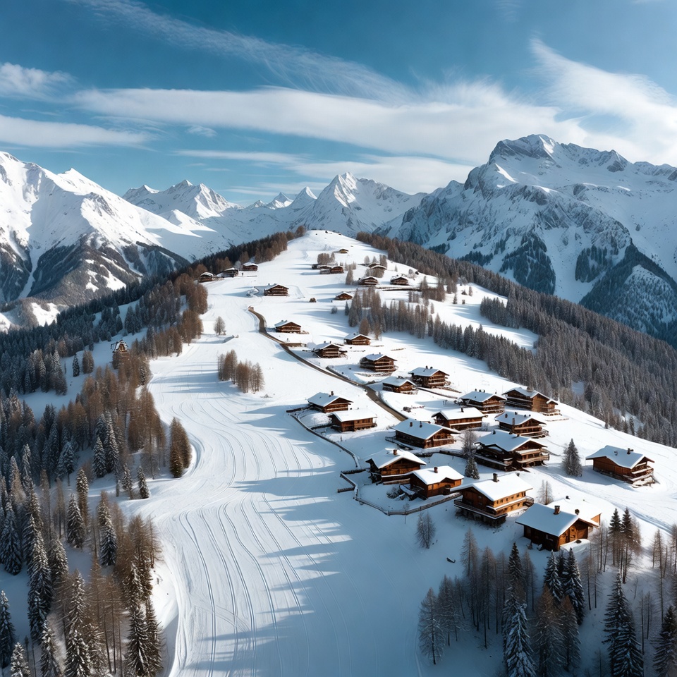 Snowy village in winter mountains Snowy village in winter mountains