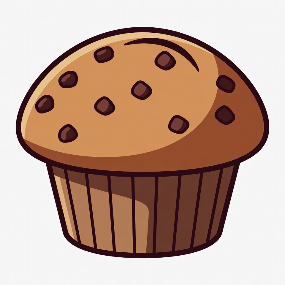 Muffin with chocolate chips on top Muffin with chocolate chips on top