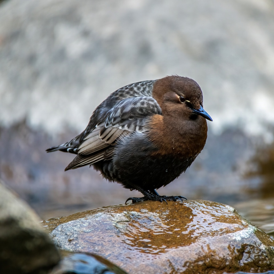 Bird standing on rock near water Bird standing on rock near water