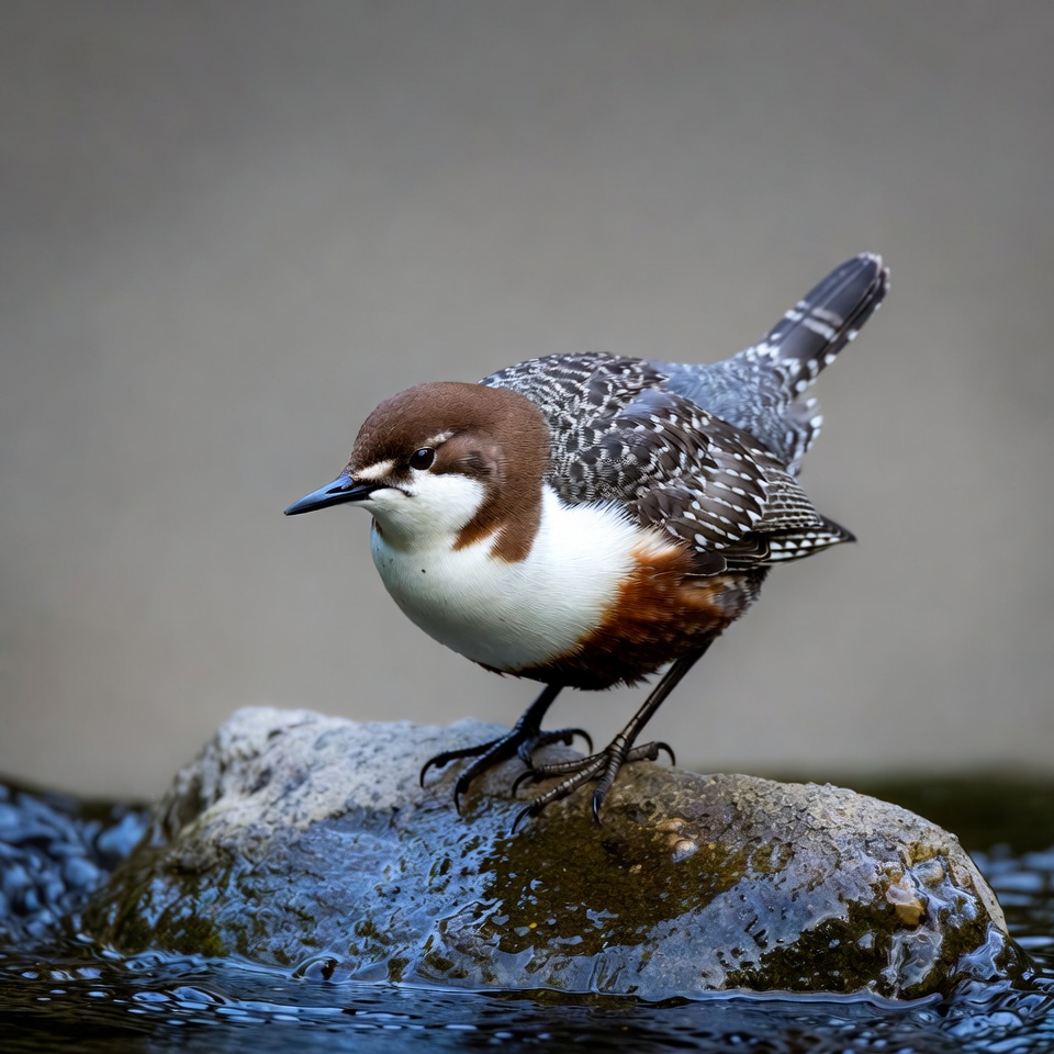 Bird stands on rock by water Bird stands on rock by water