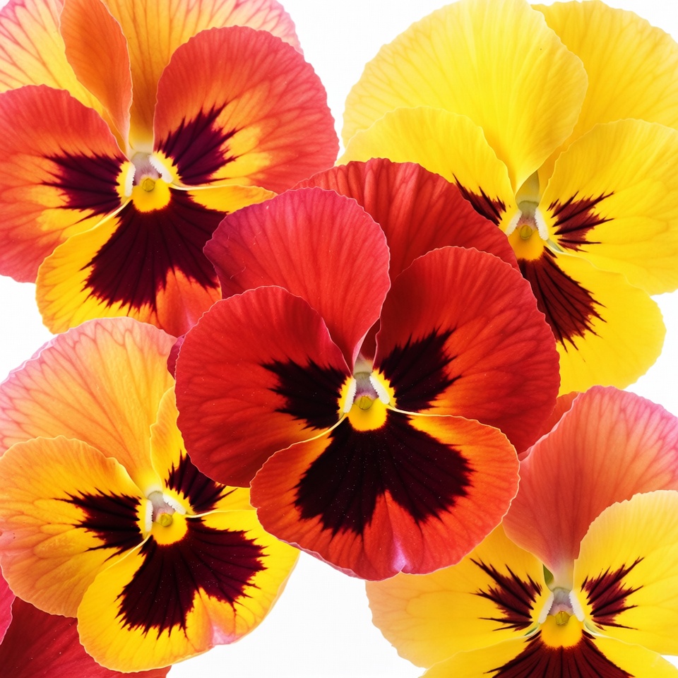 Bright pansy flowers in various colors Bright pansy flowers in various colors