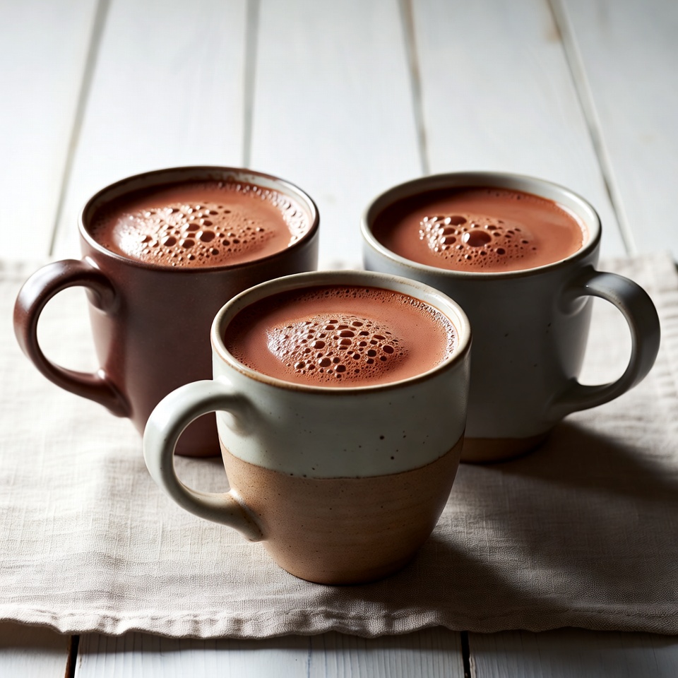 Three cups of hot drink on table Three cups of hot drink on table