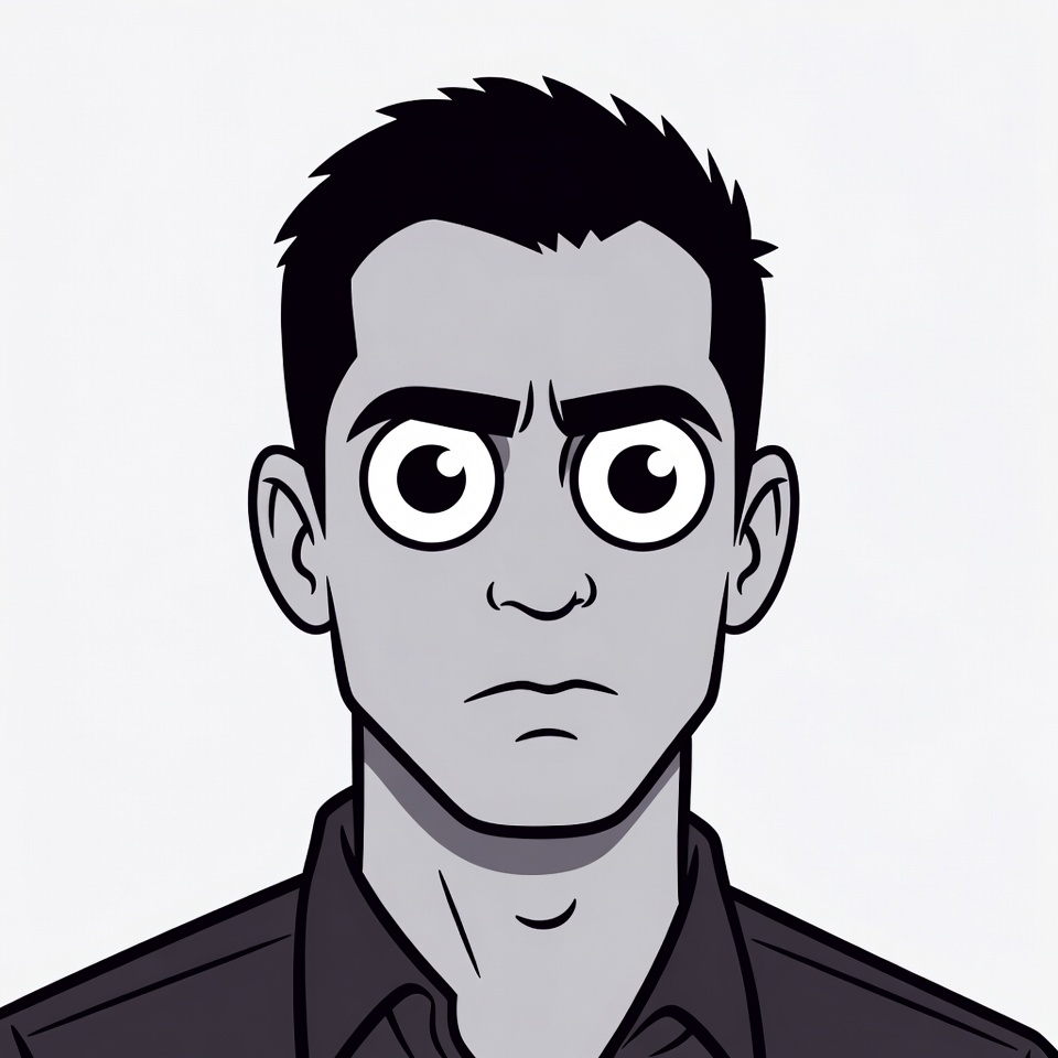 Cartoon man with wide surprised eyes Cartoon man with wide surprised eyes