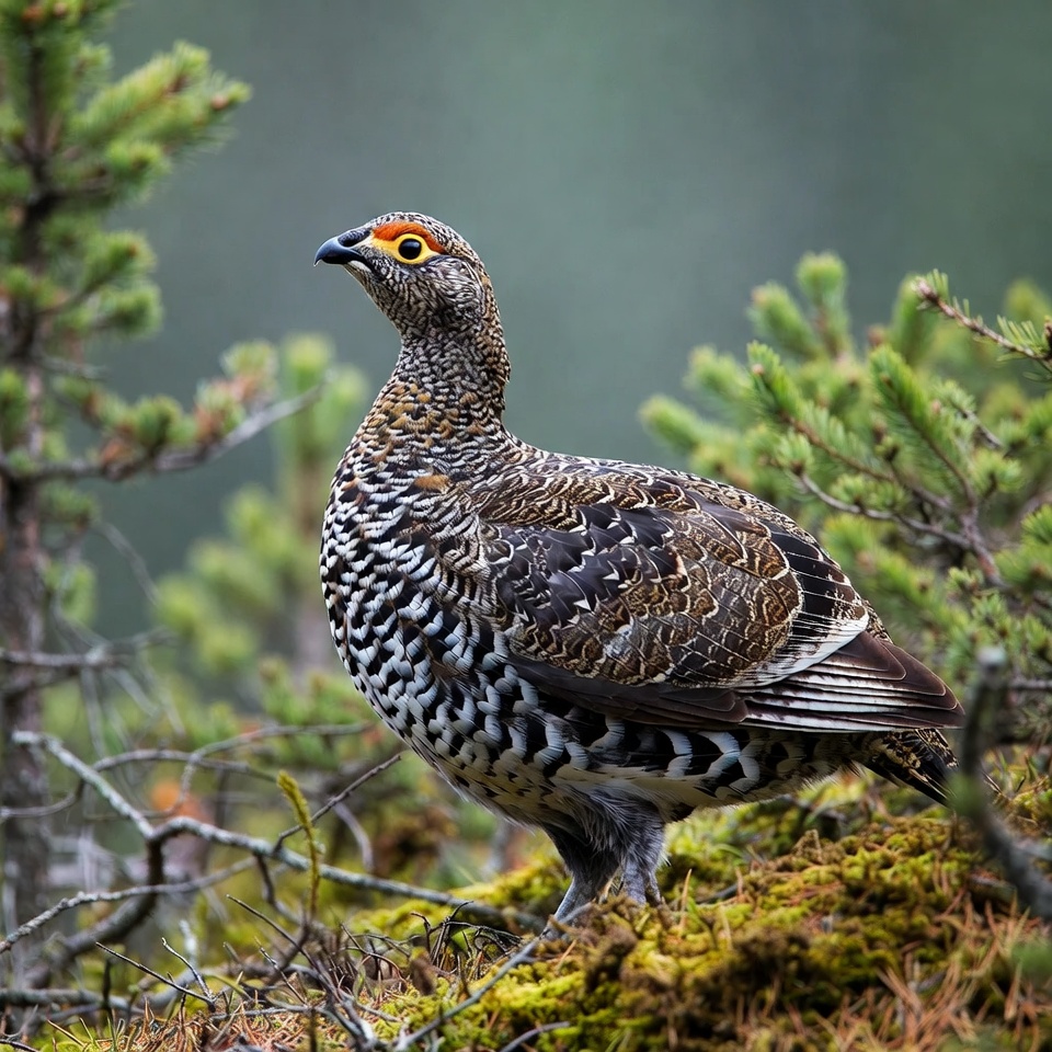 Willow Ptarmigan in Forest Willow Ptarmigan in Forest