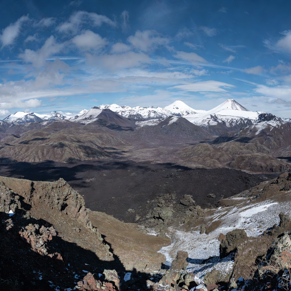 Snowy Volcanic Mountain Range Landscape Snowy Volcanic Mountain Range Landscape