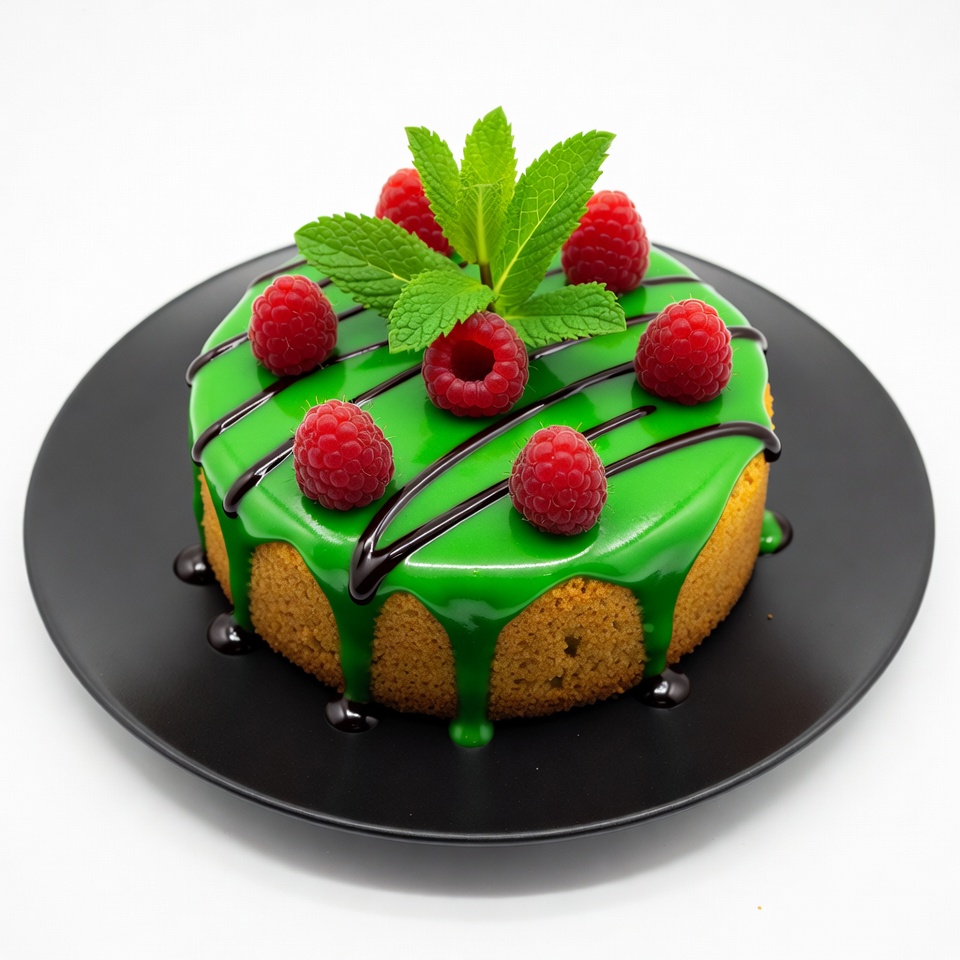 Green Cake with Raspberries and Mint Green Cake with Raspberries and Mint
