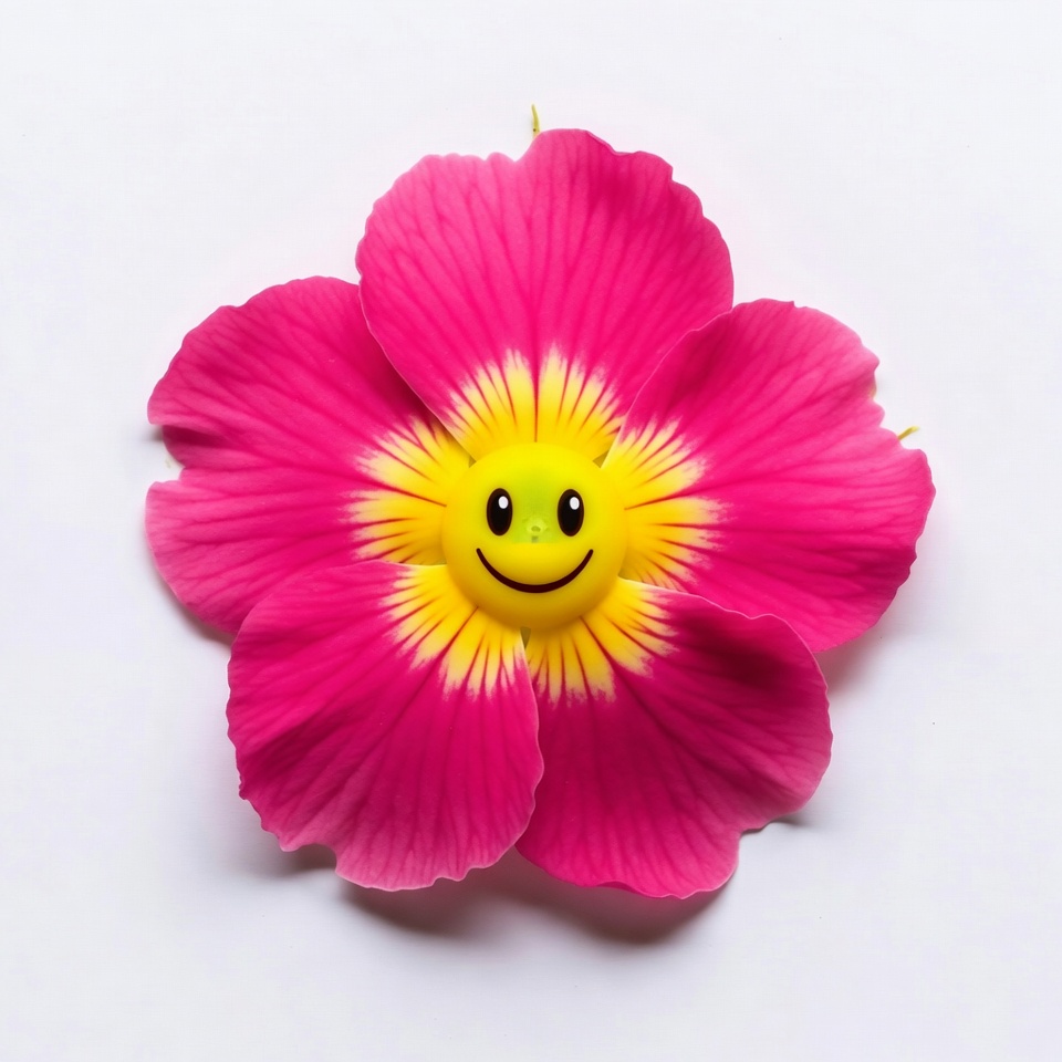 Pink flower with smiley face Pink flower with smiley face