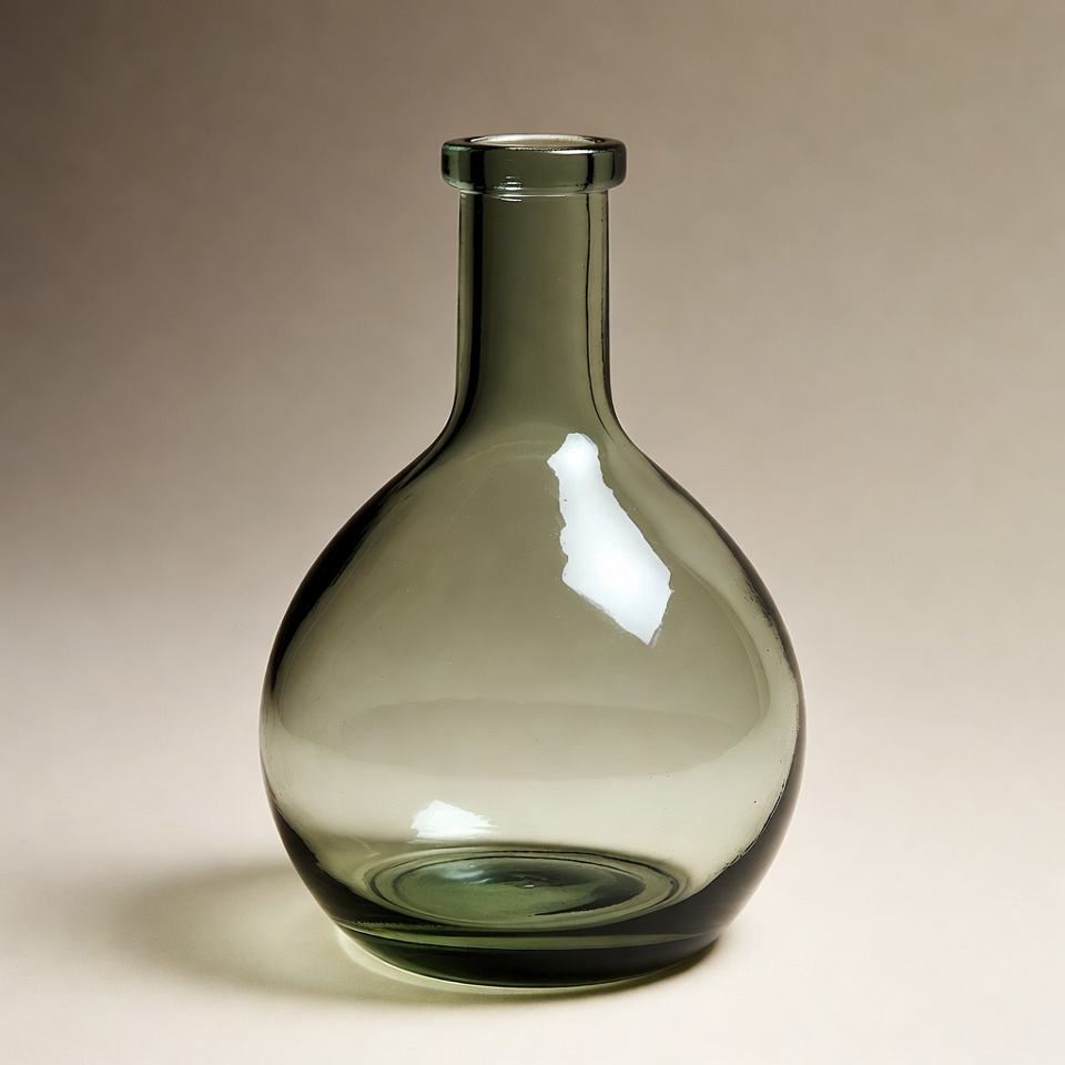 Green glass flask bottle Green glass flask bottle