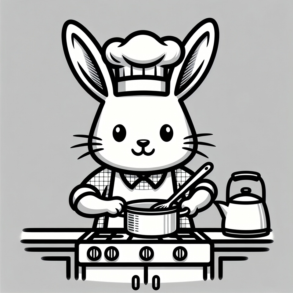 Cartoon Bunny Chef Cooking Cartoon Bunny Chef Cooking