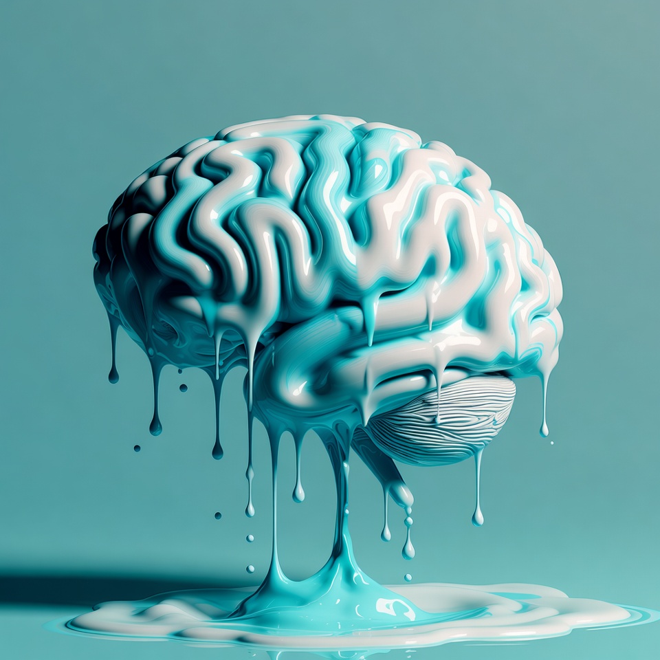 Melting Blue Brain Illustration Melting Blue Brain Illustration