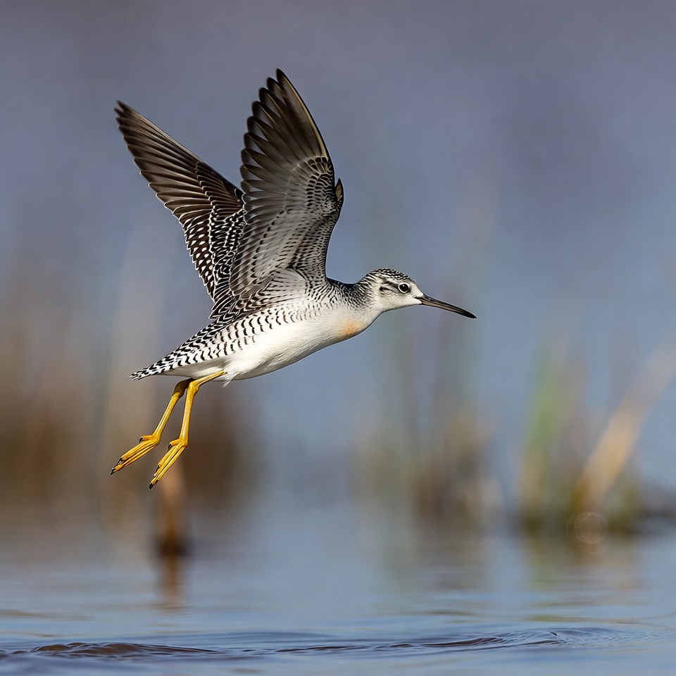 Black-necked Stilt Flying over Water Black-necked Stilt Flying over Water