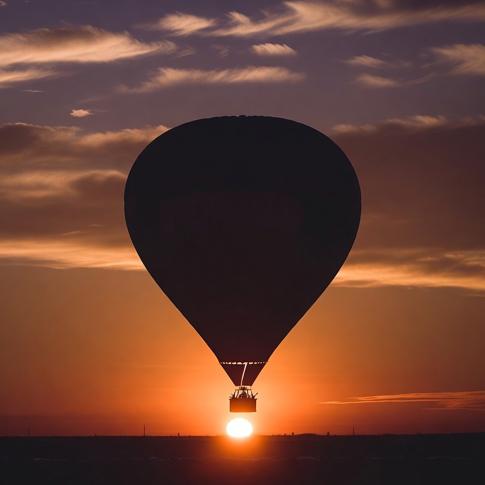 Hot air balloon silhouette at sunset Hot air balloon silhouette at sunset