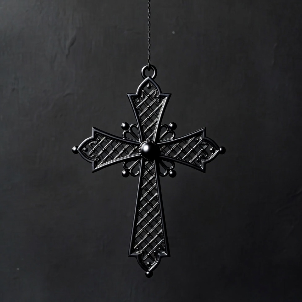 Black Ornate Cross Ornament Hanging Black Ornate Cross Ornament Hanging