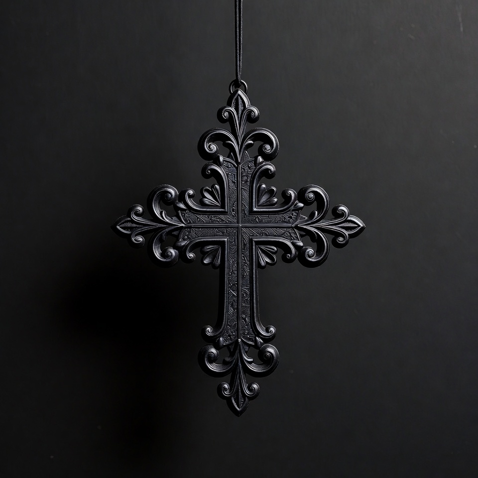 Black Ornate Cross Ornament Black Ornate Cross Ornament