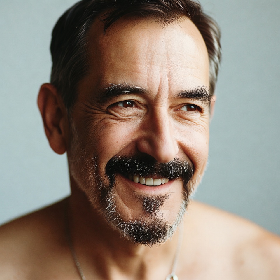 Smiling mature man with mustache Smiling mature man with mustache