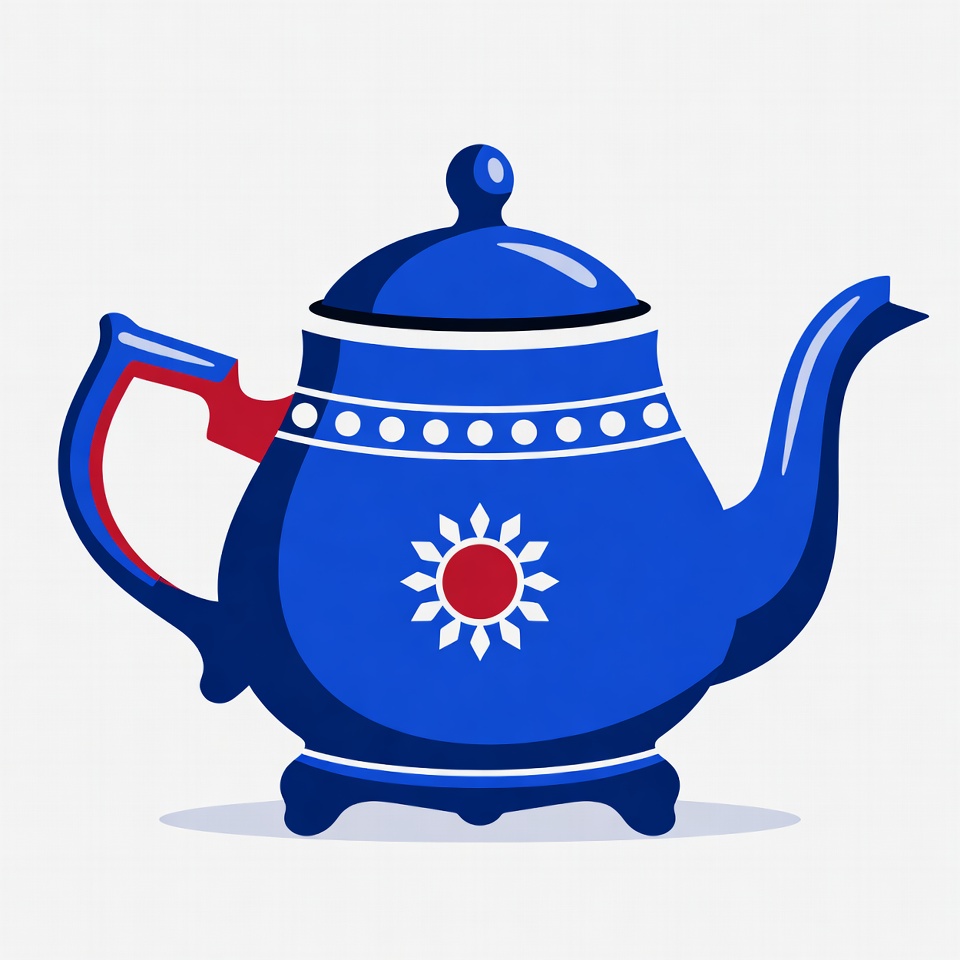 Blue Teapot with Red Handle Blue Teapot with Red Handle