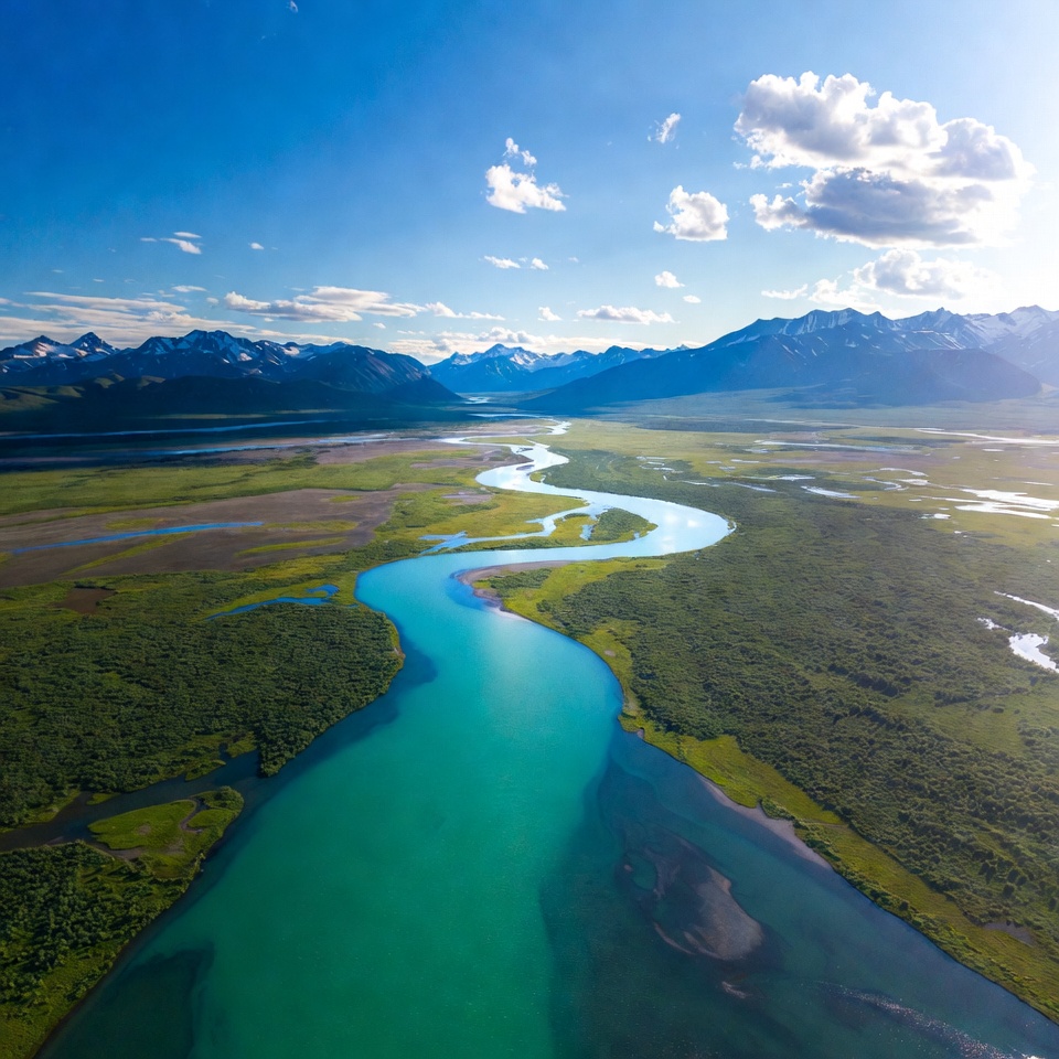 Turquoise River in Mountain Valley Turquoise River in Mountain Valley